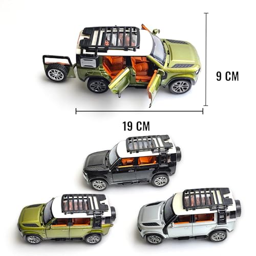 Image of The Flyers Bay Land Rover Defender RC Car, 1:22 Scale,Die-Cast Model with Openable Doors, Lights and Smoke Effects, Toy for Kids 3-10 Years (Silver)