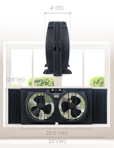 Image of BLACK+DECKER 9 inch Dual Window Fan with 2 Speed Levels, Double Window Fan with Mechanical Controls and Removable Feet Fan