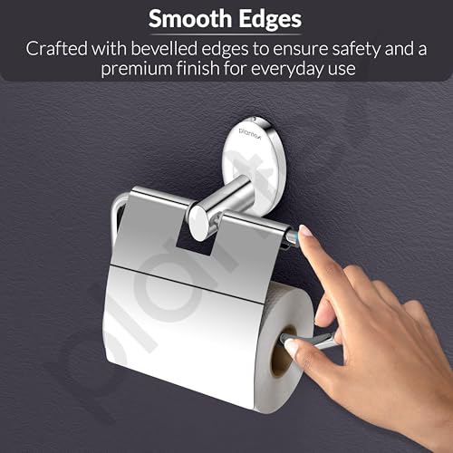 Image of Plantex 304 Grade Stainless Steel Toilet Roll Holder for Bathroom /Toilet Paper Roll Holder /Toilet Tissue Paper Roll Holder for Bathroom Accessories - Oreva (Chrome)