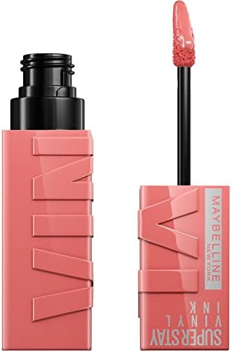 MAYBELLINE New York Super Stay Vinyl Ink Longwear No-Budge Liquid Lipcolor Makeup, Highly Pigmented Color and Instant Shine, Charmed, Pink Lipstick, 0.14 fl oz, 1 Count