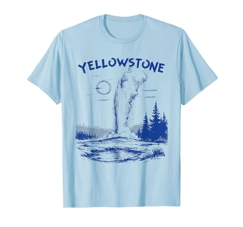 Yellowstone National Park Vintage Illustration Old Faithful T�V���c