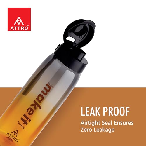 Image of ATTRO Sip Star Plastic Water Bottle - 1000ml, Orange, BPA Free, Leak-Proof, Durable Sports & Travel Bottle, Ideal for Gym, Office, School, Outdoor & Daily Use