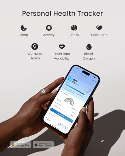 Image of RENPHO Lynx Smart Ring-All Day Sleep & Activity Tracking, Includes Charging Case, Gifts for Men, 7-Day Battery Life, Subscription-Free App for iOS & Android, Size Before You Buy (Silver, Size 7)