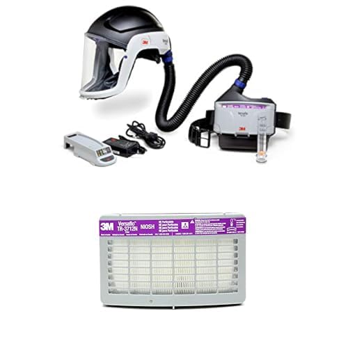 3M TR-300N+ HIK PAPR Respirator, Versaflo Powered Air Purifying Respirator Kit, Heavy Industry, Hard Hat Assembly, NIOSH Approved HE Filter TR-3712N Silica, 1 Filter