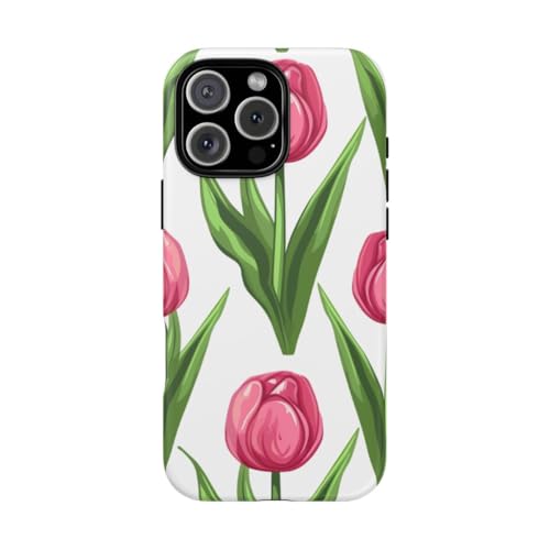 Coque rigide iPhone 16 Pro Max tulipe rose pour un style printanier