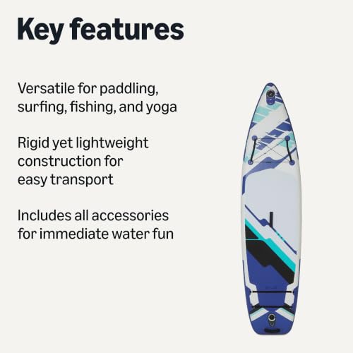 Amazon Basics Tabla de Stand Up Paddle con Kit Completo de Accesorios, Ligera, 132 x 33 pulgadas, Azul miniatura 3