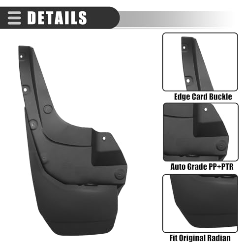 Image of Motoforti Car Mud Flaps, Splash Guards, for Toyota 4Runner 2010-2023, Plastci, with Screw, Black, 1 Set