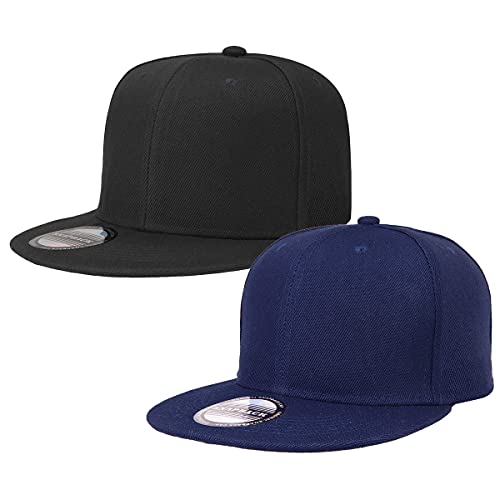 Image of Classic Snapback Hat Cap Hip Hop Style Flat Bill Blank Solid Color Adjustable Size