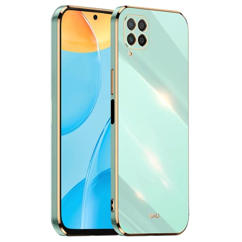 EASSGU Marco Electrochapado Funda para Huawei P40 Lite 4G (6.4' Inches) Carcasa Protectora de Color de Silicona TPU Suave - Verde