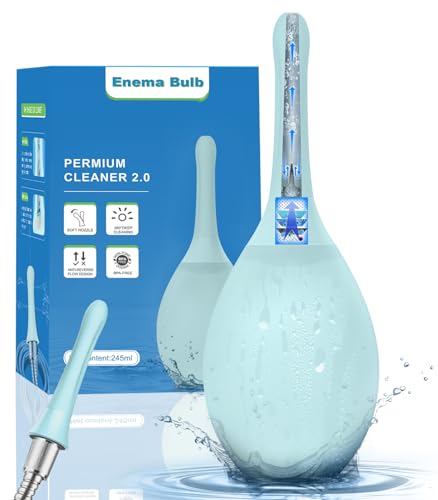 Image of Enemas Anal Douches Anti Backflow-Enema Bulb and Anal Cleaner for Men & Women, Reusable Douche Bottle for Women - Shower-Compatible Cleaner for Men, Easy to Use & Travel Friendly,Light Blue