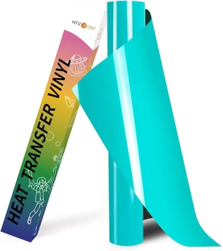 HTVRONT Heat Transfer Vinyl - 12In x 8ft(30.5x244CM) PU HTV Vinyl Roll, Iron on Vinyl Roll for T-Shirt Clothing and Other Fabrics(Turquoise)