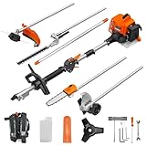 NEO-TEC 26cc 2-Stroke Gas Powered 6-in-1 Multi-Functional Weed Eater, Trimmer Combo Kit - Includes Grass Trimmer, Brush Cutter, Hedge Trimmer, Pole Saw, Edger, Extension Rod for Lawn Landscaping
