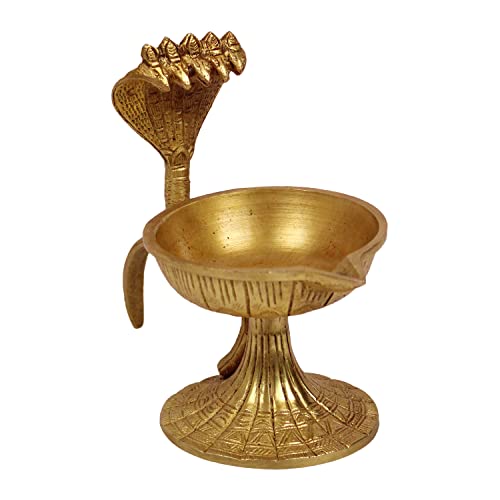 Image of Artavrko Big Brass Sheshnaag Om Diya Handle Aarti Incense Burner, Loban Burner ,Bakhoor Burner, Dhoop Dhuni, Sambrani Dhoop for Home, Offices & Temples (6.5x3.5x5.5 Inches)