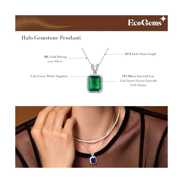 18K White Gold Plated Silver Necklace With Lab Grown Blue Sapphire/Amethyst/Emerald/Ruby/Zultanite, Adjustable Chain 16"-18", Necklaces For Women, Gift For Her, Jewelry For Women Comes With Gift Box - Image 5