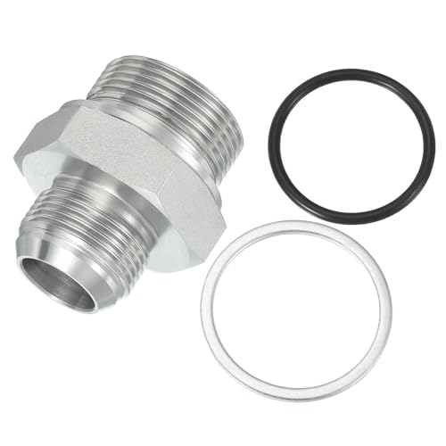 Image of PATIKIL Hex Reducing Nipple Connectors Pipe Adapter 1 5 /16 inch Male 37 Flare JIC x 1 1 /4 inch g Male, Pipe Fitting Reducer Nipple Adapter Plated Steel Hydraulic Fitting