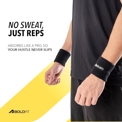 Image of Boldfit Cotton Wrist Band for Men & Women 3 Inch - Wrist Sweat Band for Badminton Football, Basketball, Running & Athletic Sports, Sweat Absorbent Wrist Bands