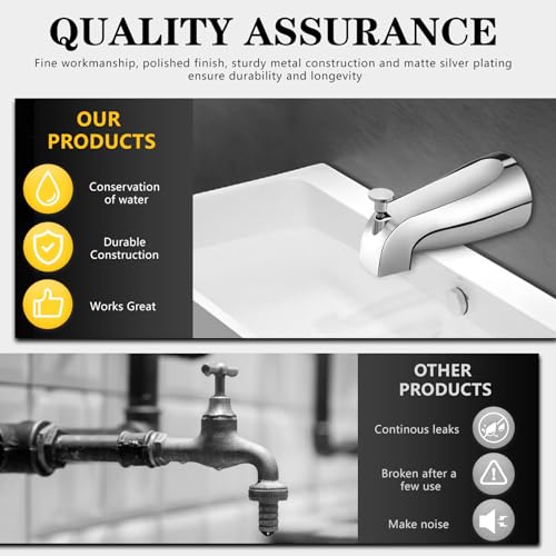 2 x Metall-Wannenauslauf mit Umsteller, Umsteller, Wannenauslauf, Badewannenauslauf, Badewannenauslauf, Badewannen-Wasserhahn-Ersatz, Badewannenauslauf mit Umsteller (2)