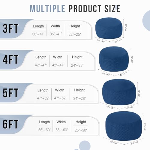 Image of 3FT Bean Bag Chair,Giant Bean Bag Chairs for Adults,Big Bean Bags with Memory Foam Filled, Large Beanbag Chairs with Chevron Plush Cover-Blue