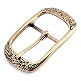 CRAFTMEMORE Western Engraved Metal Belt Buckle Classic Vintage 1.5 Inches Belt Replacement Leather Craft HRBK D281183 (Brass)