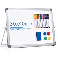 Magnetic Whiteboard Abwischbar für Schreibtisch,Magnetische Tragbare Doppelseitig Beschreibbar Staffelei White Board mit Ständer(30 x 40cm)