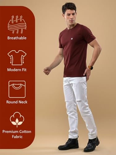 Image of Lux Nitro Men's Premium Half Sleeve Cotton T-Shirt | Round Neck | Regular Fit Casual Solid Tee
