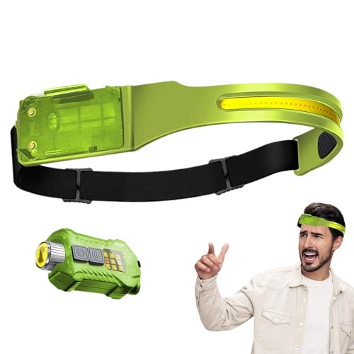 Lampada frontale a LED, fascio largo 230 gradi, con sensore di movimento, torcia impermeabile per adulti, faro rigido con torcia laterale