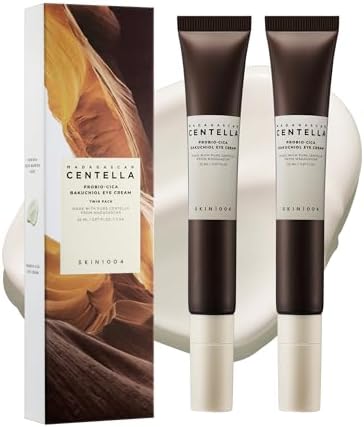 SKIN1004 Centella Probio-Cica Bakuchiol Eye Cream Twin Pack, (20ml*2), Korean Under Eye Cream with Bakuchiol & Centella, Hydrating Eye Treatment for Fine Lines & Eye Area Care, Retinol Alternative, Korean Skincare