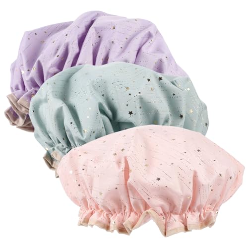 Ipetboom 3 Piezas Gorro De Ducha Puff De Ducha Abrillantador Nadar Champú Para La Costra Láctea Gorro Térmico Para El Cabello Gorras Tapa Baños Sombreros Gorros De Ducha Impermeable Mañana