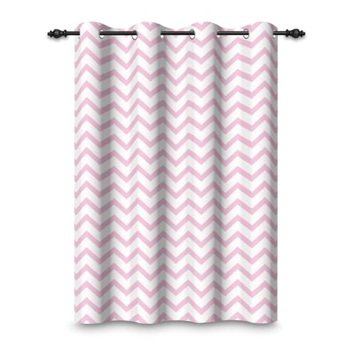 ggaimwf 107x160cm Rideau à œillets à chevrons Rose Rayures Géométrique Lignes fléchées Moderne Occultant Œillets Rideaux de fenêtre pour Salon Chambre...
