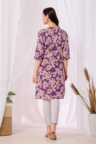 Image of Sidhidata Rayon Floral Printed Kurti | Straight Kurti for Girls | Women's Casual Printed Kurta | Kurti for Women (Kurti Olivia)
