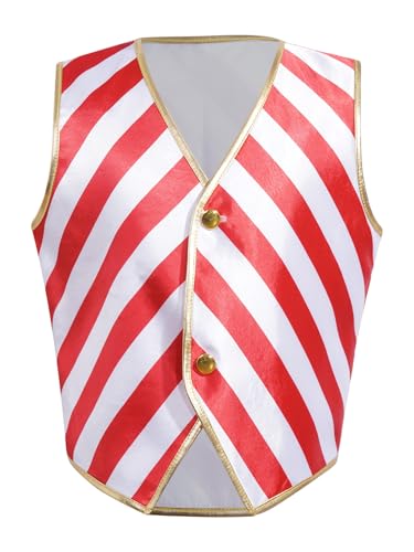 Kids Boys Girls Christmas Candy Cane Striped Vest Button Waistcoat Vest Xmas Party Dress Up
