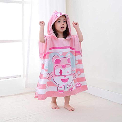 Image of Children Hooded Cotton Towelling Poncho (Pink)