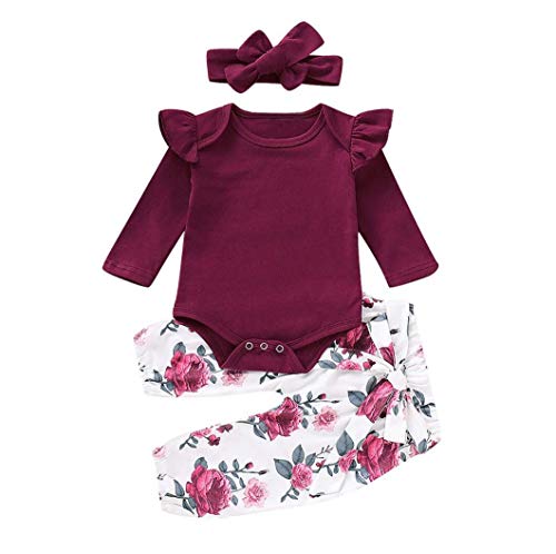 SMACO recém-nascido infantil bebés ameluco de manga comprida macaco calças florais fatos Set roupa Menina roupa de bebé terno 2019, 70 cm