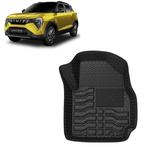 Image of Kingsway Accessories Premium 4.5D Car Floor Mats Only Compatible with Mahindra XUV 3XO (Manual Transmission) Year 2024 Onwards, 3 Pcs, 100% Waterproof PVC Foot Mats | Black | 1 Year Warranty