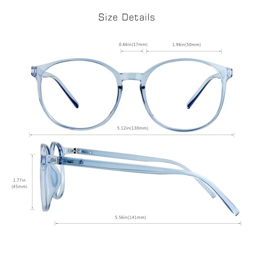 Image of VisionGlobal Blue Light Blocking Glasses for Women Men, Oval Frame Computer Reading Glasses(Clear Blue, +0.25 Magnification)