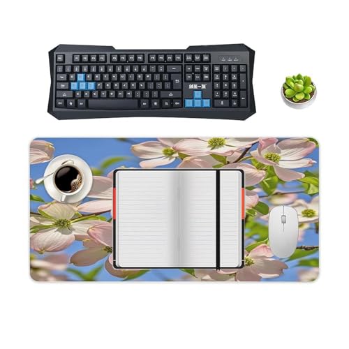 Mouse pad grande de goma, antideslizante, estilo flores miniatura 4
