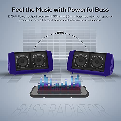 Image of TAGG Sonic Angle 1 10W Portable Bluetooth Speakers Wireless with Dedicated Bass Radiator || Dual Stereo, Water Resistant, 10 hrs Continuous Battery Life- Blue