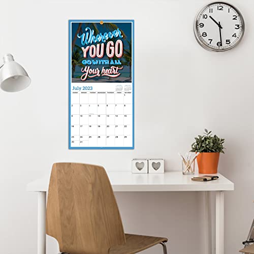 2023-2024 Wall Calendar – 18 Month Motivational Calendar 2023-2024, Jul 2023 - Dec 2024, 12" X 24" (Open), Thick Glossy Paper, Large Blocks, Hanging Holes, Perfect Organizer - Motivational Quotes #TOP5