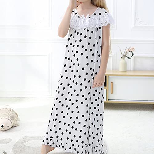 Girls 𝐏ajamas Lace Shoulder 𝐍ightdress Crew Neck Long 𝗦leepwear Soft 𝐏ajama Cute 𝐍ightgowns Clothes3