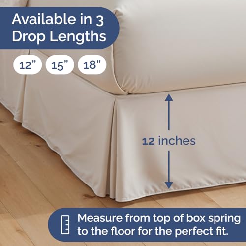 Pleated Bed Skirt Full Size - 3 Sided Pleated Bed Skirt Full - Ultra-Soft, Easy Fit with 12 Inch Tailored Drop - Hotel Quality, Wrinkle Free & Fade Resistant - for Women, Men, Kids and Teens - White