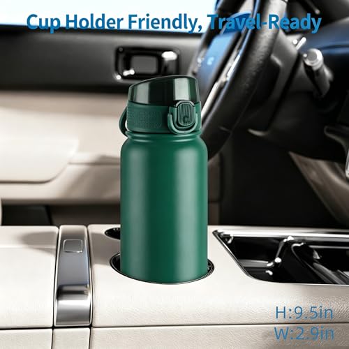Image of GOPPUS Insulated Water Bottle 20oz Stainless Steel BPA-Free Sports Bottle Ideal for School and Travel Silicone Spout Lid Prevents Leaks, Sweat, and Dust (army green)