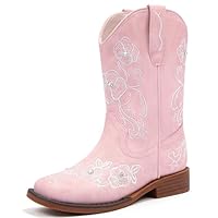 Motasha Toddler Cowgirl Boots Girls Cowboy Boots Kids Cowgirl Boot For Girls Western Pink Cowboy Boot Size 10 Floral Sparkly Rhinestone Zipper Horse Riding Concert Party (M7129 Light Pink 10)