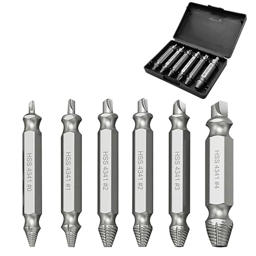 zoerbufan 6 Piezas Extractor de Tornillos Rotos para Tornillos Pelados, Rotos o Dañados Extractor de Tornillos Profesional