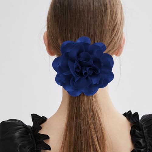 Image of 6.3 Inches Large Flower Rose Brooch Pins for Women Fashion | Charming Floral Lapel Pin for Women Fashion | Elegant Brooches for Woman Accessories & Stylish Lapel Pins for Clothes (Sapphire Blue)