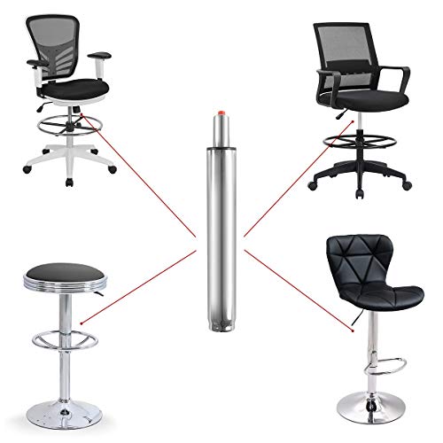 Mwosen Office Chair Cylinder Replacement-(Extension:17.7" To 27.7'') Gas Lift,Suitable For Tall Bar Stool And Tall Drafting Stool,Universal Size(Silver Metal Stroke 10'') #TOP3