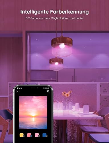 Govee Smart Glühbirne E27, WLAN LED Lampe RGBWW kompatibel mit Matter, Alexa und Google Assistant, dimmbare mit 16 Millionen DIY-Farben, 800LM, 54 Szenen, Smart Home Alexa Zubehör, 4 Stück – Bild 3