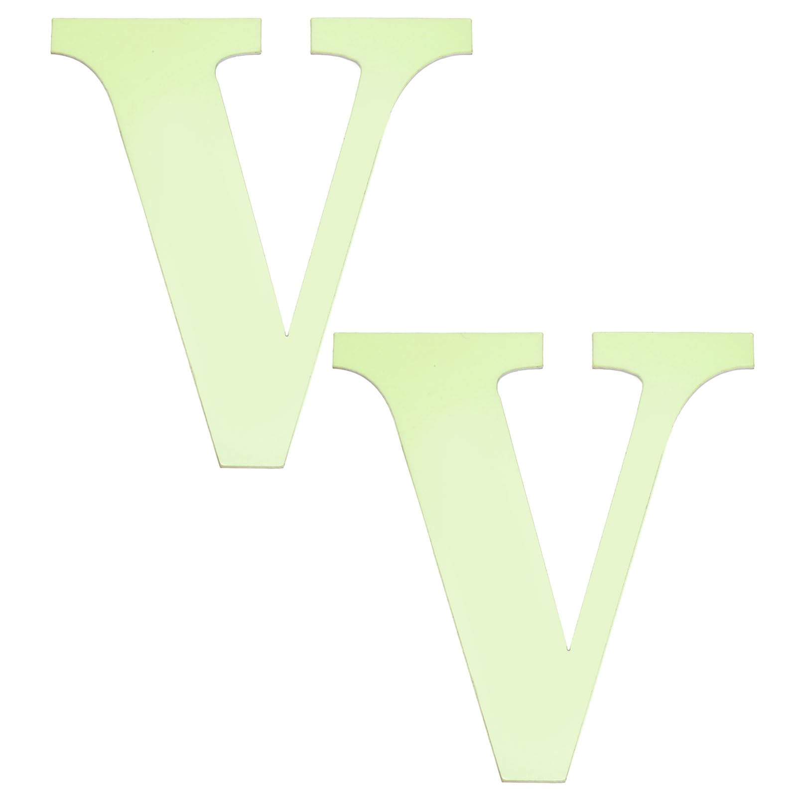 sourcing map 2Pcs 3D Alphabet Mirror Wall Stickers, 3.9" Letter V Self-Adhesive Glow in the Dark Sticker for DIY Party Wedding House Room Bedroom Wall Decoration, Fluorescent Green