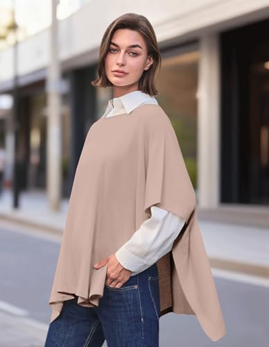 Image of PULI Women's Pullover Poncho Sweater Oversized Knit Layering Top Travel | Sleeveless and Layers Over Any Shirt At Home or Work