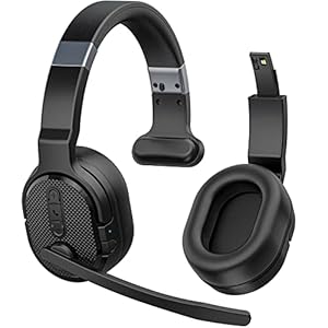 COSMUSIS Bluetooth Headset mit Mikrofon, 50 Std. Akkulaufzeit Wireless Headset Kabellos, Bluetooth Kopfhörer mit Mikrofon und abnehmbare Ohrkissen, Noise Cancelling Kopfhörer mit Stummschalt-Taste