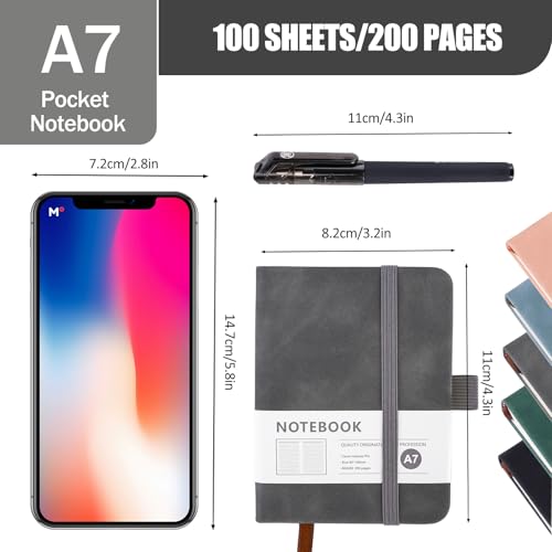 SHILIPAIJC 5 sztuk małych notesów, mini notatnik A7, notesy w twardej oprawie z długopisem i zamknięciem na gumkę, kieszonkowy notes do szkoły, pracy, biura (200 stron)